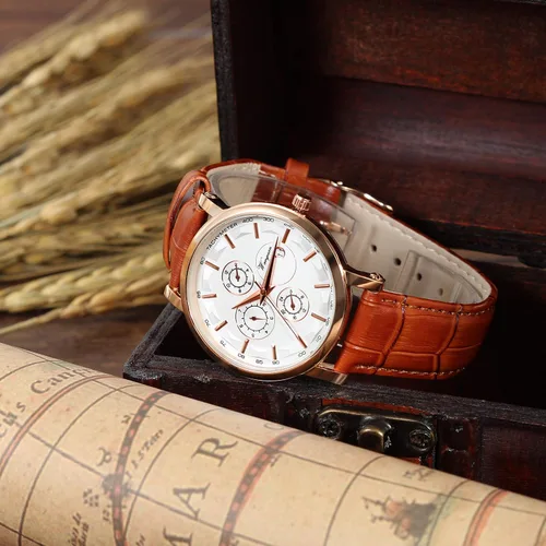 Vista 6 de JewelryWe Men Women Quartz Calendar Watch His and Her Couple Matching Wrist Watch Set, for Valentines Day
