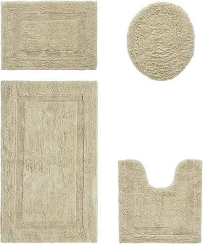 Vista 74 de Better Trends Juego de 4 alfombras de baño de lujo, 100% algodón, suaves, absorbentes de agua, reversibles, lavables a máquina, para decoración