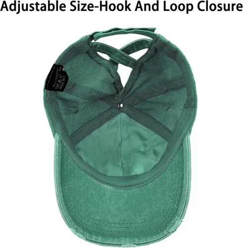 Vista 5 de Gorras de béisbol para mujer con diseño de cola de caballo ajustables cruzadas y cruzadas