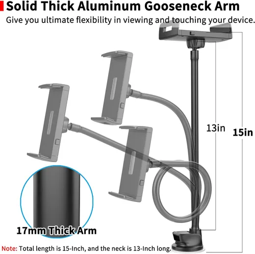 Vista 5 de APPS2Car Soporte para Tablet en Coche para iPad Portátil para Camiones Montura de Brazo Largo Extensión Ventosa Fuerte Montura para Parabrisas