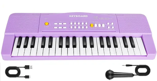 Vista 8 de Teclado de piano de juguete para niños, pianos eléctricos mejorados, juguetes para niños de 3, 4, 5, 6, 7, 8 años, teclados para principiantes