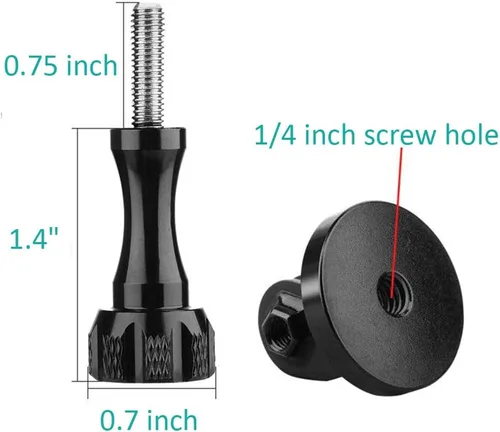 Vista 2 de Paquete de 2 soportes de trípode de aluminio con tornillo de mariposa de aluminio roscado, adaptador de montaje para GoPro Hero 11, 10, 9, 8, 1/4