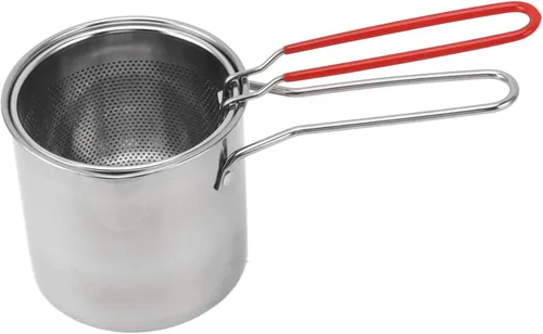 Vista 4 de Olla para freír 304 de acero inoxidable con cesta coladora y asa para freír camarones, olla de acero inoxidable 304