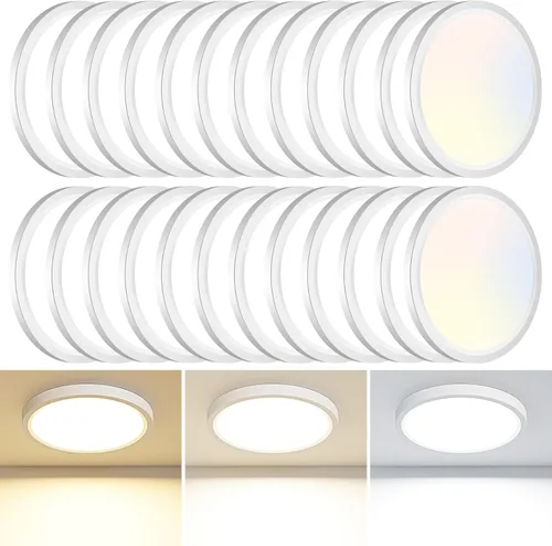 Vista 19 de Paquete de 2 lámparas LED de techo empotradas, 3000K-4000K-6500K y equivalente a 100W, lámpara de techo empotrada moderna para cocina de 15W