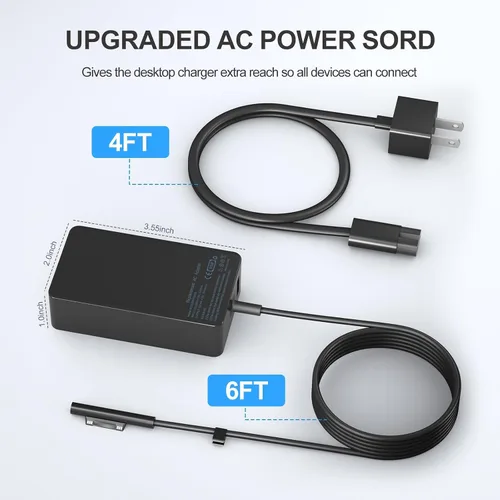 Vista 5 de Cargador para laptop Surface Pro de 65 W, para Microsoft Surface Pro Charger Windows Surface Laptop 6, 5, 4, 3, 2, 1, para Microsoft Surface Pro10
