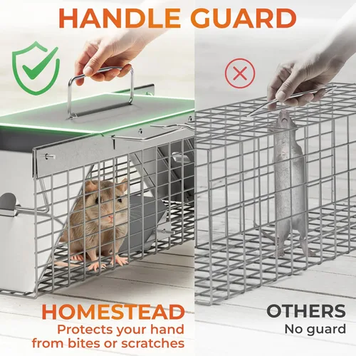 Vista 5 de HOMESTEAD Trampa para Ratas Vivas para Interiores/Exteriores - Trampa para Ardillas, Trampa Humanitaria para Ardillas, Conejos Pequeños, Comadrejas