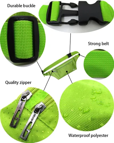 Vista 55 de Bolsa de cintura ultrafino con ranuras c/visualización para tarjeta de crédito, para deportes, aire libre, correr, caminar, viajes.