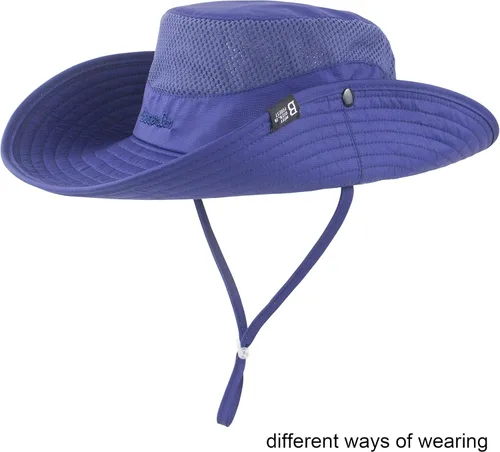 Vista 19 de Sombrero de cola de caballo para mujer, ala ancha, protección UV, malla para playa, pesca, jardinería