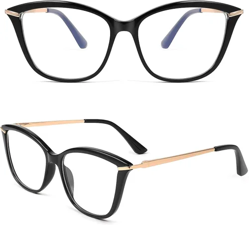 Vista 8 de FEISEDY - Gafas con bloqueo de luz azul para computadora, para mujer y hombre, marco Cateye TR90 B2772