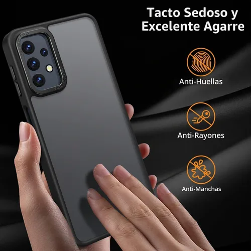 Vista 4 de Rayboen Funda para Samsung Galaxy A32 5G, translúcida esmerilada, tacto antiarañazos, parte trasera de policarbonato duro, borde de silicona suave