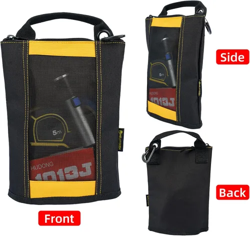 Vista 27 de Bolsa de herramientas de lona con cremallera MELOTOUGH, bolsa de herramientas con cierre, bolsa de malla resistente con ventana, ojales para colgar