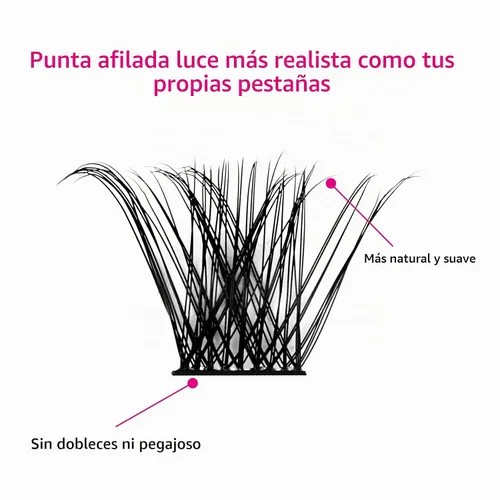 Vista 5 de Extensiones de pestañas individuales de 120 unidades, racimos de pestañas con rizado D, bandeja de longitud mixta, extensiones de pestañas