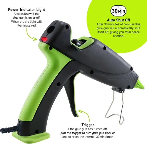 Vista 4 de Surebonder Pistola de Pegamento Caliente y Barras de Pegamento, Pistola de Pegamento Caliente de Tamaño Completo de 100W de Doble Temperatura con 20