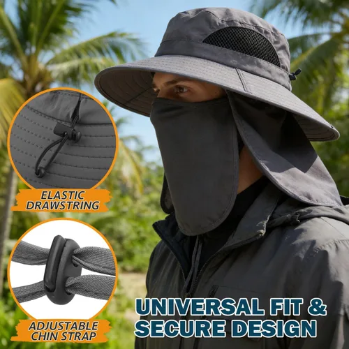 Vista 3 de EINSKEY Sombrero de sol unisex clásico Sombrero de sol de cobertura completa con solapa para el cuello