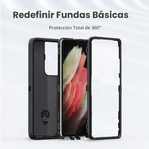 Vista 3 de Funda protectora resistente para Galaxy S21 Ultra 5G, funda protectora resistente con [3 capas] Cubierta de protección de goma resistente a prueba