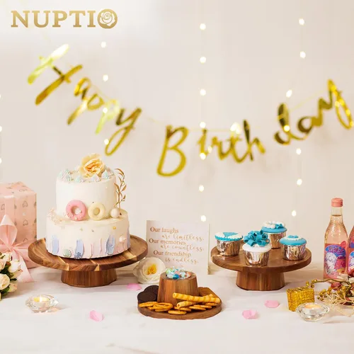 Vista 2 de NUPTIO Soporte de madera para tartas, soporte para cupcakes de madera