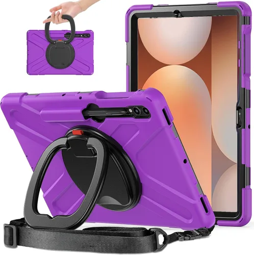Vista 110 de 360 Rotation Case for Galaxy Tab ActivePro/Tab Active4 Pro/Active 5 Pro 10.1" Sturdy Cover Rotate Ring Stand Shoulder Carrying Strap Hand Strap