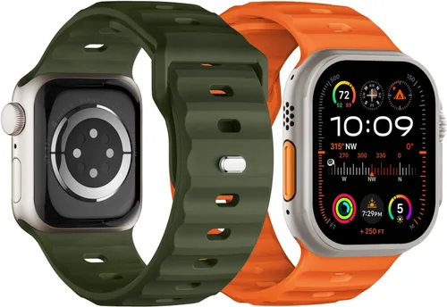Vista 9 de Correa deportiva compatible con Apple Watch Ultra 2 Band de 1.929 in 1.811 in 1.772 in 1.732 in 1.654 in para hombres, correas de silicona suave