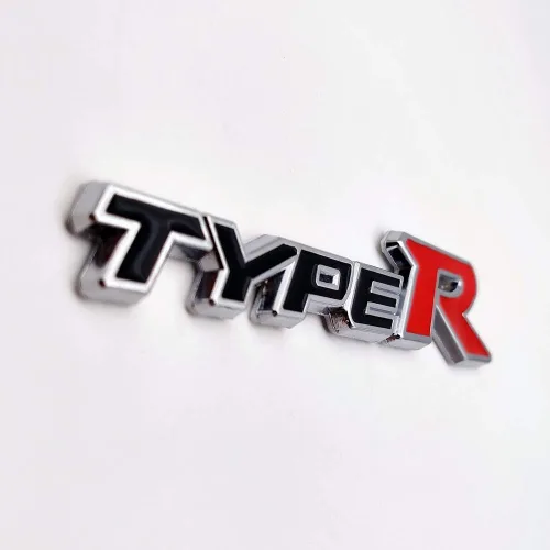 Vista 4 de Emblema de Coche de Metal Cromado con Logo Type-R, Insignia Deportiva de Carreras 3D Premium, Calcomanía Adhesiva de Poder Turbo (Negro y Rojo)