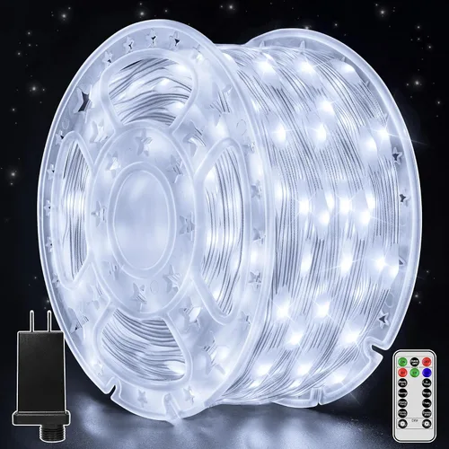 Vista 10 de Luces de Navidad para exteriores, 800 LED de 262 pies, luces de hadas multicolor IP67 impermeables, tira de luces enchufables con control remoto, 8
