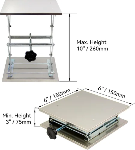 Vista 3 de HFS (R) 6 x 6 "Acero inoxidable Lab Jack Mesa Elevadora Tijera Soporte Plataforma Max. Altura 10" Carga 8kg/17.6lbs