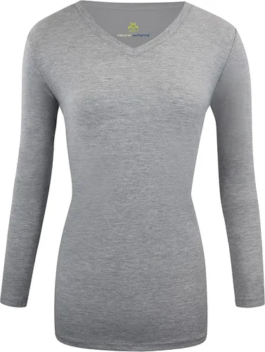 Vista 13 de Natural Uniforms - Camiseta de manga larga con cuello en V para mujer, para usar debajo de la ropa quirúrgica Aguamarina