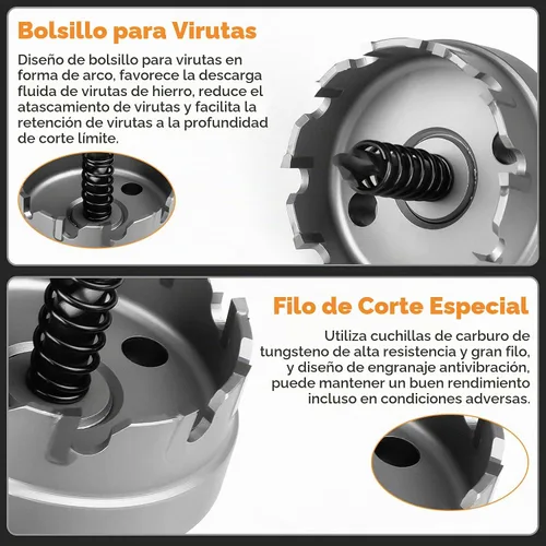 Vista 3 de ANBULL 9PCS Kit de sierra de agujero de carburo para metal duro y acero