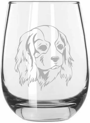 Vista 438 de Shar Pei (chino) - Vaso de vino sin tallo grabado para perro, 15.25 onzas