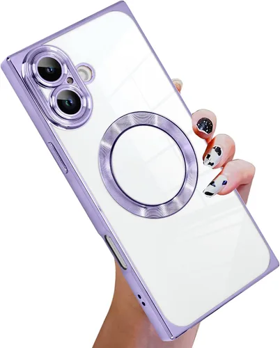 Vista 9 de KANGHAR Funda diseñada para iPhone 12 Pro Magnética Transparente con Protector de Lente de Cámara [Compatible con MagSafe] Diseño de Placado