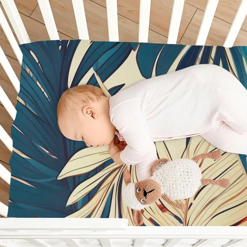 Vista 8 de Fitted Crib Sheets Tropical Leaves Mini Crib Sheets for Boy & Girl Toddler Mattress Sheets Playard Sheet 21216163