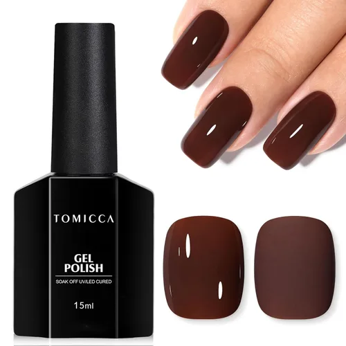 Vista 37 de TOMICCA Esmalte de uñas de gel marrón café, 0.5 onzas líquidas, esmalte de uñas de secado con LED UV para arte de uñas, manicura en casa, otoño e