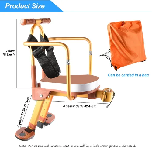 Vista 6 de Asiento de bicicleta para niños, nuevo asiento de bicicleta infantil de aleación de aluminio, asientos de bicicleta para niños plegables portátiles