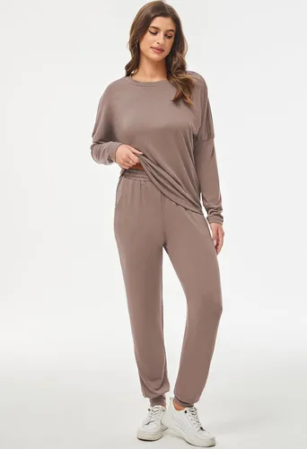 Vista 4 de Fixmatti - Conjunto deportivo de 2piezas para mujer de estilo informal, pantalón largo