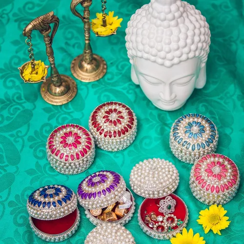 Vista 3 de Caja de perlas para joyería, recuerdo indio, recuerdo de boda, Thamboolam, boda paquistaní, recuerdo Pooja, regalo de Diwali, favor Navrathri