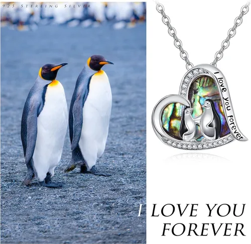 Vista 7 de TANGPOET Sea TurtleDolphinMermaidPenguin Necklace Sterling Silver Heart Moonstone Pendant Necklace Ocean Animals Jewelry Mothers Day Birthday Gifts
