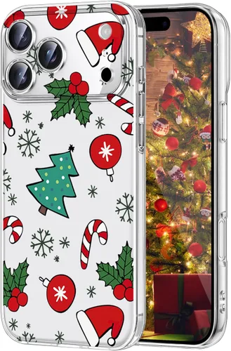 Vista 20 de Newseego Funda de Navidad para iPhone 13, Serie Linda a Prueba de Golpes Anti-Amarillo PC Duro + Parachoques TPU Cubierta Protectora para Mujeres