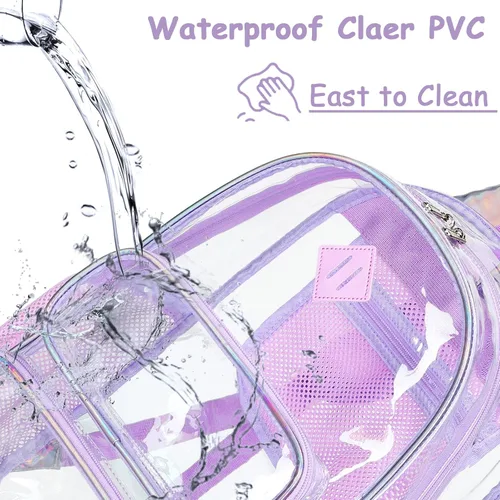 Vista 116 de CAMTOP Mochila transparente resistente y transparente para estudiantes, escuela, trabajo, festival, viajes, deportes, Beige, Mediana, Camtop Mochila