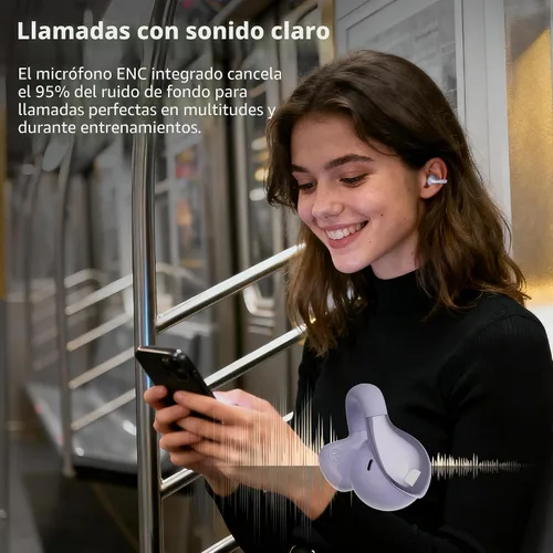 Vista 4 de Monster Open Ear AC225 - Auriculares inalámbricos Bluetooth 6.0, sonido estéreo, ligeros y cómodos auriculares con clip con micrófono ENC