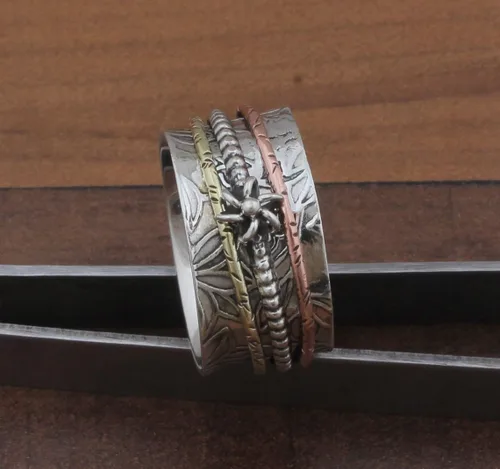 Vista 54 de Boho Spinner Ring, Mothers Day Gift, Silver 925 Women Ring, Sterling Silver 925 Ring, Fidget Spinner Ring,Women Silver Anxiety Ring