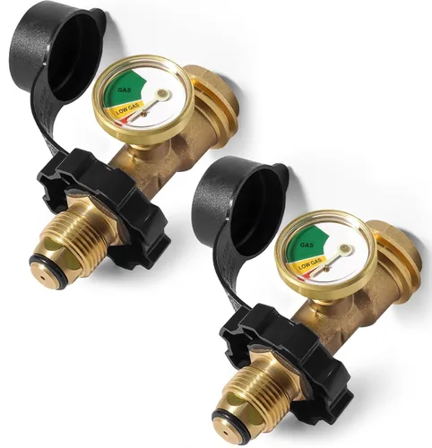 Vista 8 de Adaptador de tanque de propano de 100 libras con medidor, medidor de tanque de propano POL de ajuste universal convierte la válvula de servicio