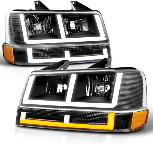 Vista 2 de PM PERFORMOTOR [4 piezas] Faros LED DRL en forma de E + lámparas de parachoques compatibles con Chevy Express 03-24/GMC Savana, carcasa