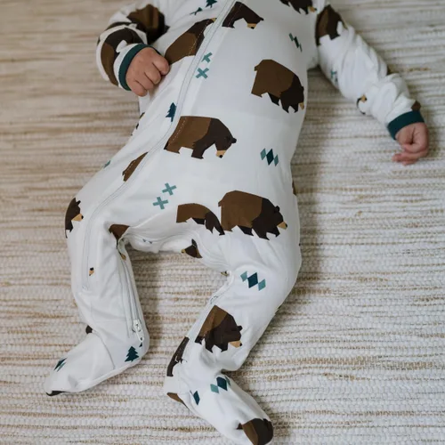 Vista 36 de ZippyJamz - Pijama orgánica para bebé con pies y cremallera para cambiar pañales fácil y rápido