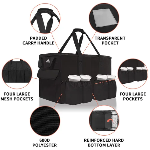 Vista 7 de MATEIN Bolsa aislante para entrega de alimentos, bolsa térmica XXXL para alimentos fríos y calientes, resistente al agua, plegable, para transporte