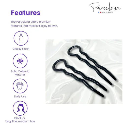 Vista 3 de Parcelona French Sleek - Juego de 2 horquillas onduladas en forma de U de 3.5 pulgadas