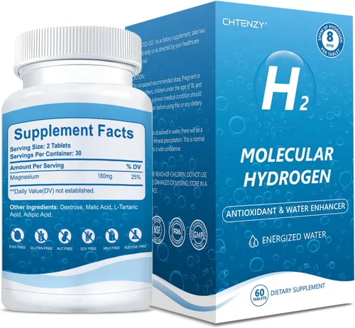 Vista 9 de Tabletas de agua de hidrógeno – H2 tabletas de hidrógeno molecular para agua potable, 8 ppm con magnesio, sabor naranja, 60 unidades, electrolitos