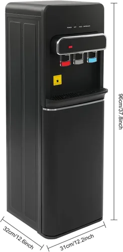 Vista 2 de Dispensador de agua de carga inferior, dispensador de agua caliente, fría y a temperatura ambiente para botellas de 5 galones, fácil carga