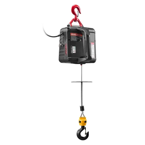 Vista 9 de VEVOR Polipasto Eléctrico 2 en 1, Capacidad de 1100 libras, Grúa Cabrestante Portátil de 1500W, Altura de Elevación de 25 pies, 16.4 pies/min