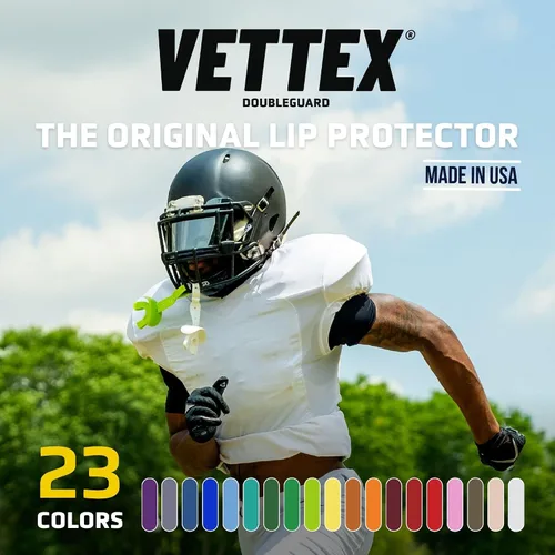 Vista 7 de Vettex Doubleguard Protector bucal con Protección de Labios - Adulto, Aguamarina Football, Lacrosse, MMA, Boxing, Adjustable Helmet Strap, Braces