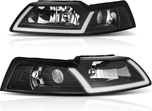 Vista 7 de DWVO Conjunto de Faro Delantero Compatible con Ford Mustang 05 06 07 08 09 2005 2006 2007 2008 2009 Lámpara con LED DRL