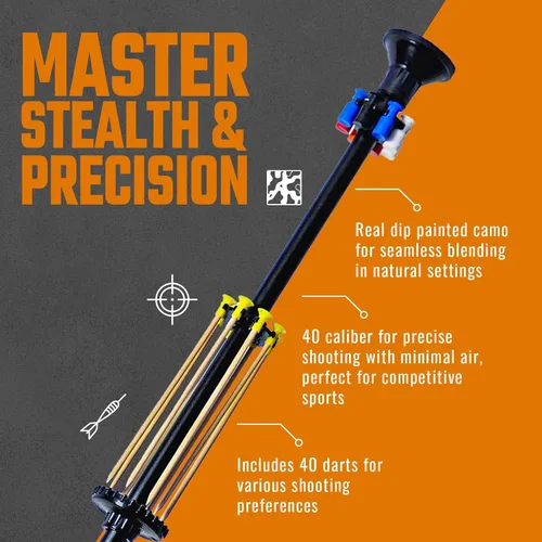 Vista 2 de Cerbatana de calibre 40. 18", 24" y 48" con múltiples opciones de pintura. Kits de dardos incluidos.